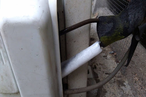Frozen line on AC unit.